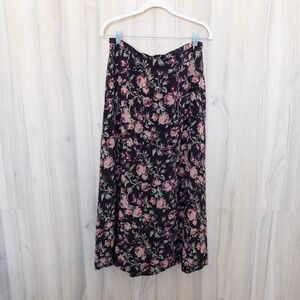 Vintage‎ Chelsea Campbell Silk Floral Midi Skirt Size 12 Brown Y2K 90s Romantic